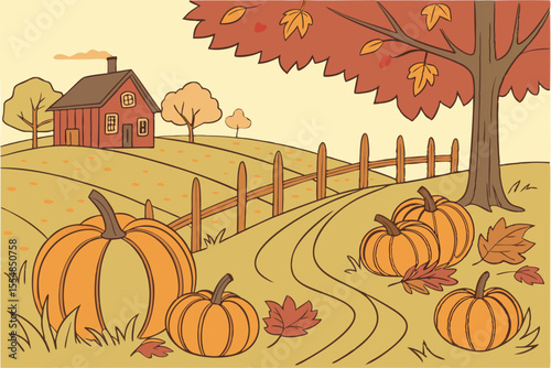 Pumpkin Patch Delight: Fall Illustration