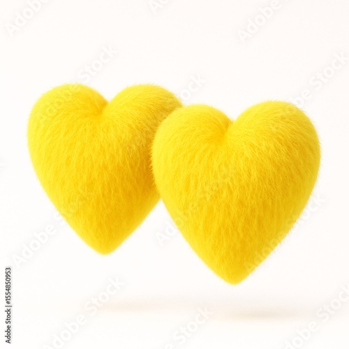 Two yellow heart symbols with a unique furry surface