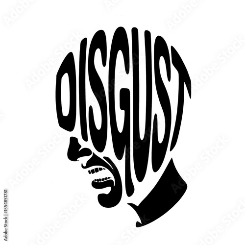 Expression of strong emotion through typographic design showcasing the word disgust in imaginative form