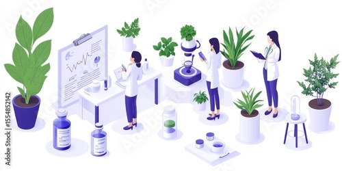 A group of people standing around plants and plants
