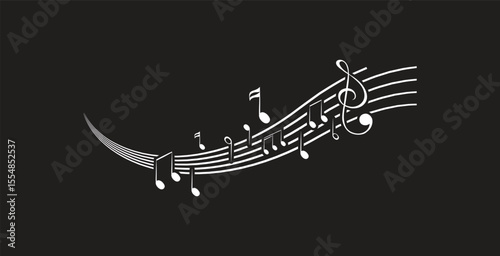 Canvas Print Musical notes stave line pattern symbols icon for staff and music note theme Tra