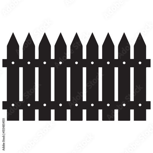 Wooden fence decoration. Vector black silhouette. with white background