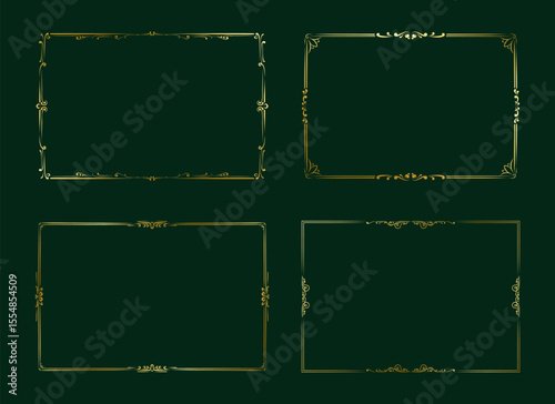 Set of Decorative vintage frames and borders set,Gold photo frame with corner Thailand line floral for picture, Vector design decoration pattern style. border design is pattern Thai art style
