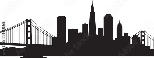 san francisco skyline, skyline, city, silhouette, vector, cityscape, building, architecture, buildings, skyscraper, urban, illustration, sky, business, tower, black, travel, chicago, dubai, town, land