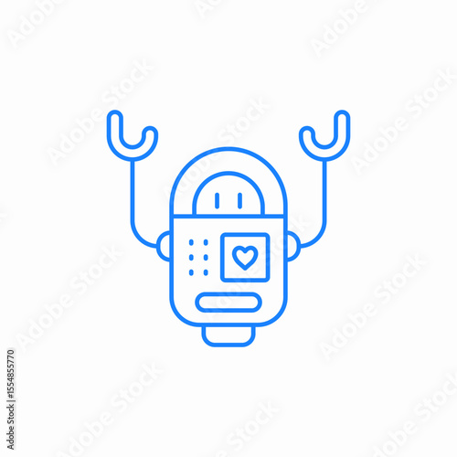 friendly robot heart icon sign vector