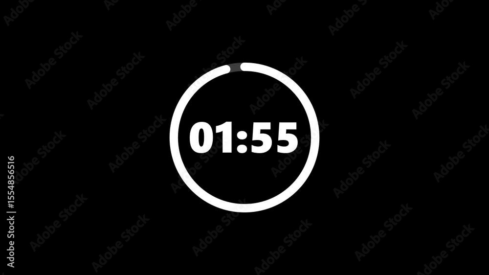 2 minutes countdown animation timer white bold number time countdown 120 seconds 4k