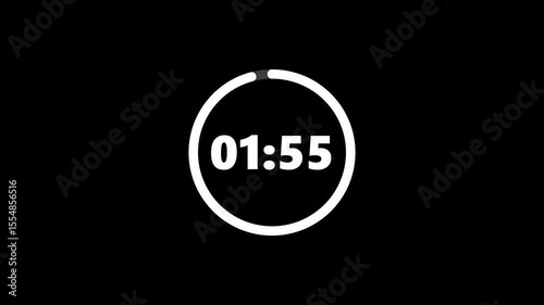 2 minutes countdown animation timer white bold number time countdown 120 seconds 4k
