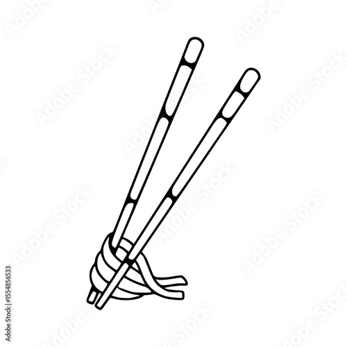 chopsticks holding noodles outline