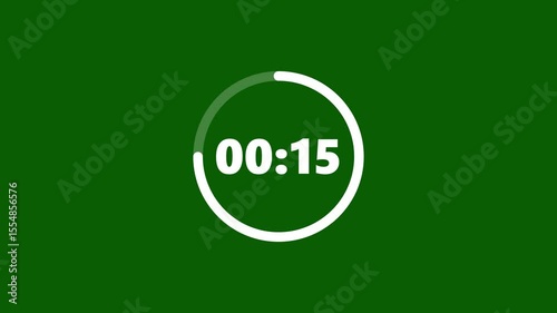 Countdown timer from 20 to 0 seconds real time. Modern flat design of countdown animation isolated on transparent background with alpha channel