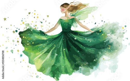 Elegant fashion model in a beautiful gown smiling with grace