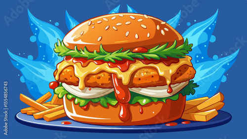 Crispy fried chicken tossed in spicy buffalo sauce sits on a soft brioche bun. A layer of creamy blue cheese dressing drips down the side, and crunchy lettuce peeks out. The red-orange glaze of the 