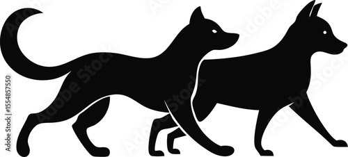 Cats and Dogs Silhouette Bundle Sitting, Playing, Sleeping, and Pet Pose Vector Collection
