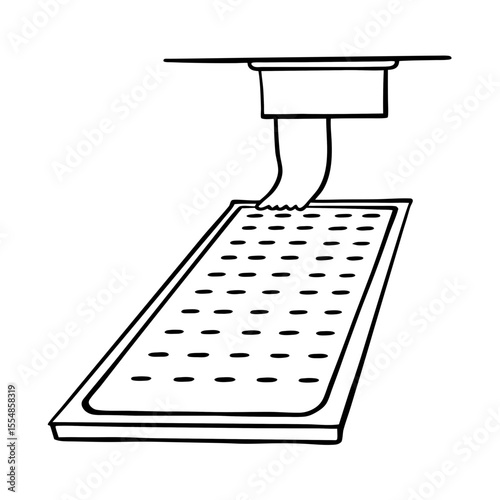 Dehumidifier drain with clean edges and straight lines on surface  