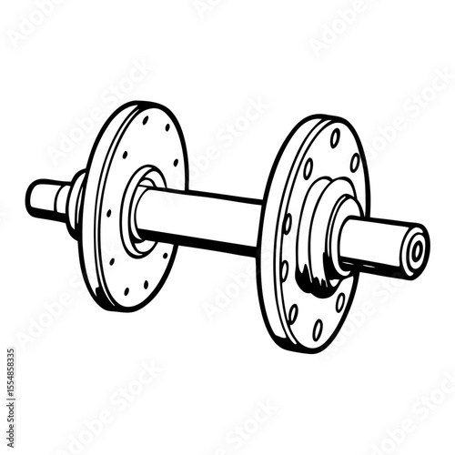 Axle hub assembly with round flanges and straight connections  