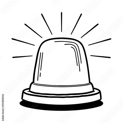 Emergency alarm siren with clear outline and light rays  