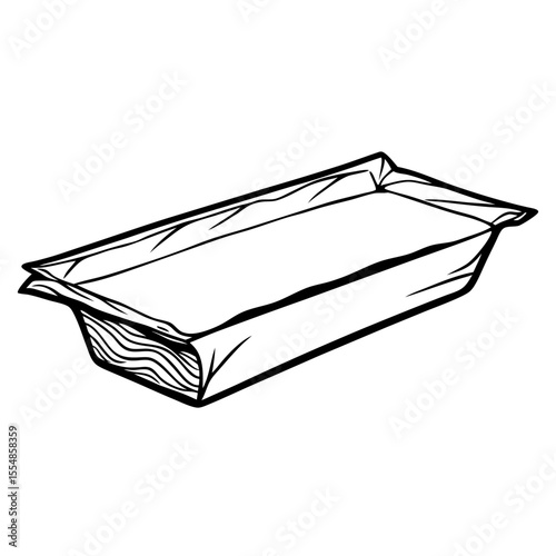 Aluminum foil baking tray sketch in simple line art style  