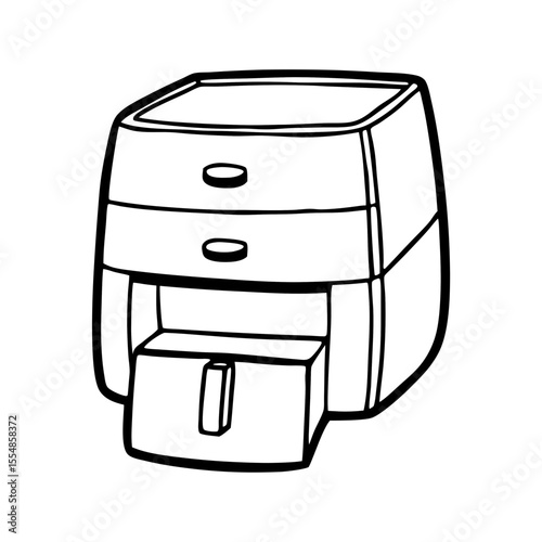 Air fryer sketch with drawer and clean lines for modern kitchens  