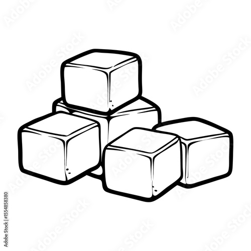 Caramel cubes arranged in geometric shapes on a minimal background  