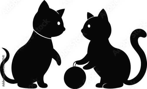 Cats and Dogs Silhouette Bundle Sitting, Playing, Sleeping, and Pet Pose Vector Collection