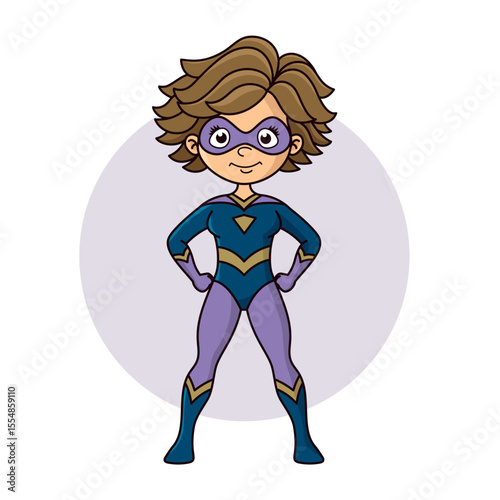 Superhero child cartoon character Vector illustration design