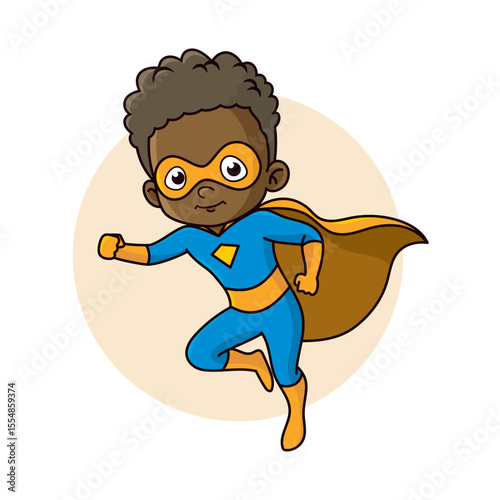 Superhero child cartoon character Vector illustration design