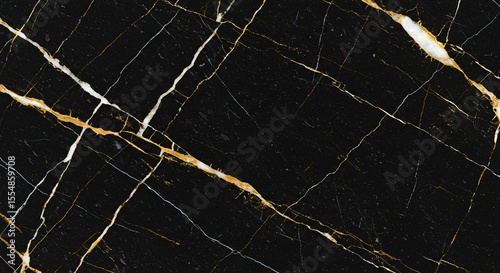 Abstract Geometric Texture: Luxurious Black Marble with Golden Veins