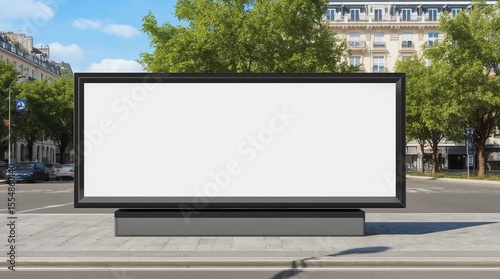 Advertisement mockup. Blank empty billboard on the city street in Rome, Italy