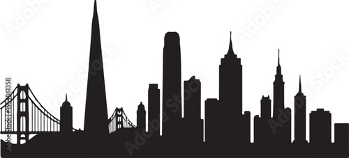 san francisco skyline, skyline, city, silhouette, vector, cityscape, building, architecture, buildings, skyscraper, urban, illustration, sky, business, tower, black, travel, chicago, dubai, town, land
