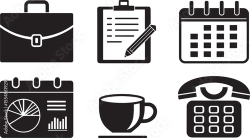 A vector set of office icons