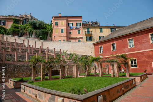 Ancient colored houses in the f Finalborgo