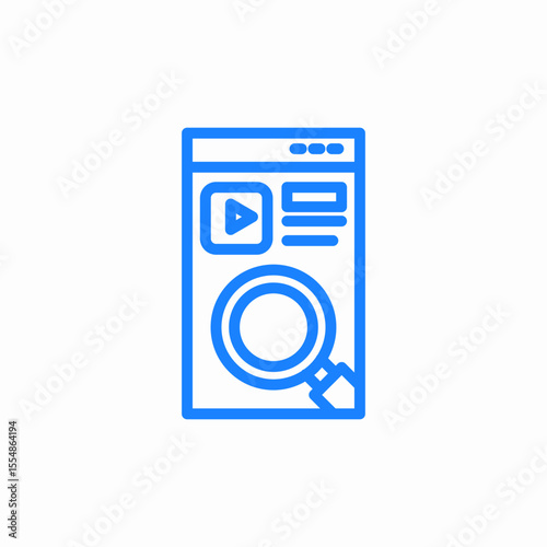 mobile video search icon sign vector