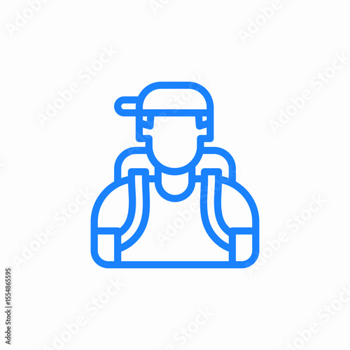 person backpack cap icon sign vector