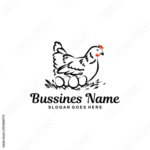 Hen with Eggs Logo Design