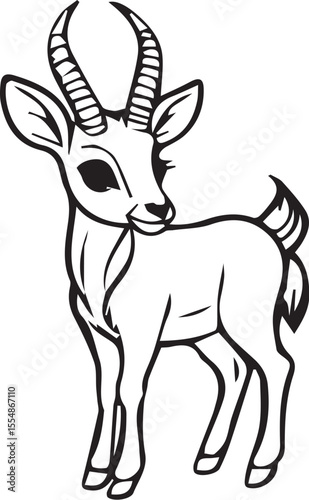 Curious Baby Antelope Outline
