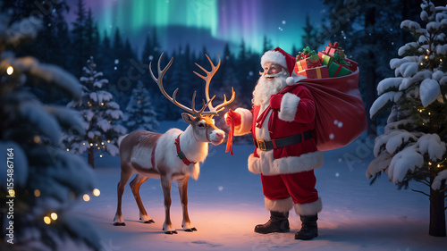 A whimsical Christmas illustration depicting 