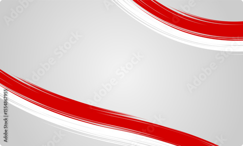 Red and white brush curve composition for indonesia independence day background celebration