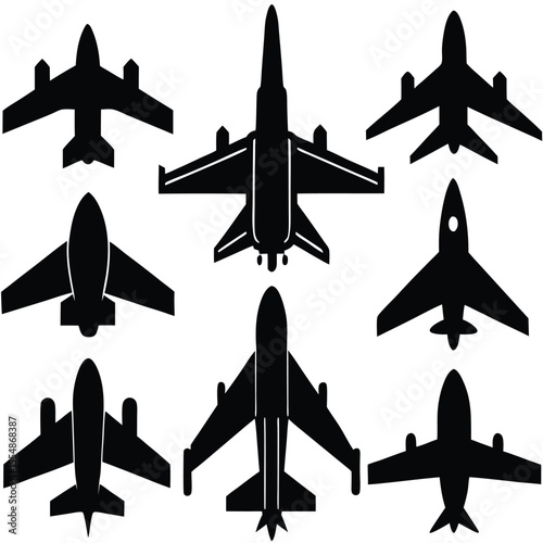 
Military Aircraft Jet Silhouettes Set