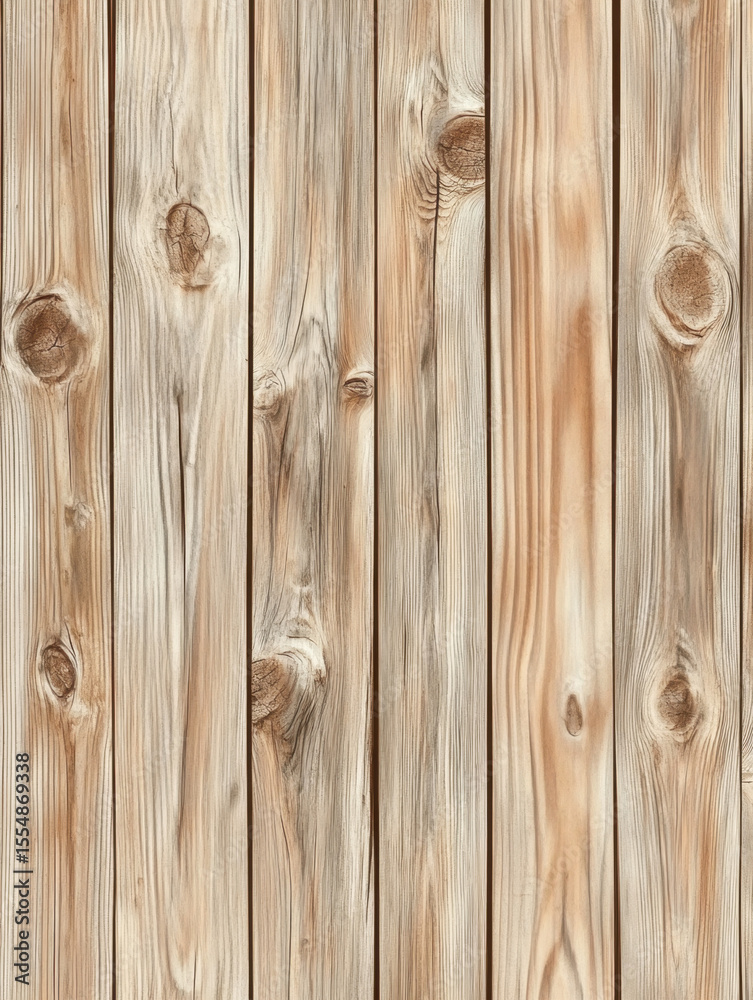 Fototapeta premium Close-up of light-colored wooden planks with visible knots and natural grain texture in a rustic setting