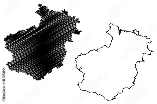 Luoyang City (People's Republic of China, Henan Province) map vector illustration, scribble sketch City of Loyang map