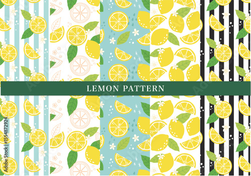 シームレスな爽やかレモンのパターンセット＊LemonPattern