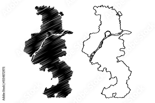 Nanjing City (People's Republic of China, Jiangsu Province) map vector illustration, scribble sketch City of Nanking or Nankin map
