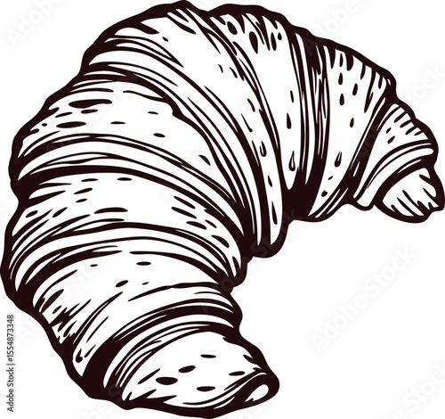 Hand drawn croissant illustration detailed vintage bakery pastry sketch