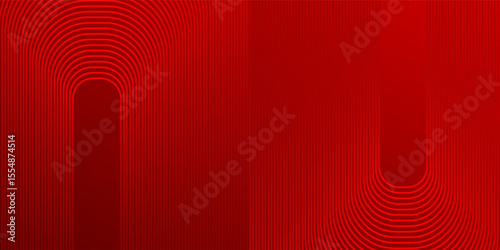 Red abstract background with glowing geometric lines. Modern shiny red gradient diagonal rounded lines pattern. art simple