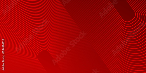 Red abstract background with glowing geometric lines. Modern shiny red gradient diagonal rounded lines pattern. art
