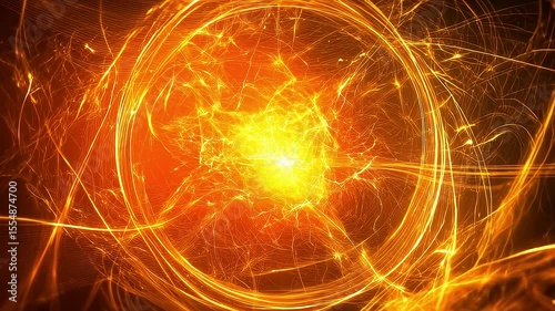 Orange Energy Beam Particle Burst Visual Background