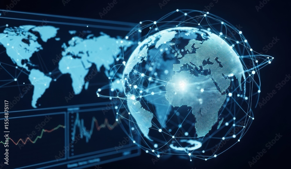 Fototapeta premium Detailed Digital Representation of Global Connectivity and Data Visualization in a Technology-Driven World