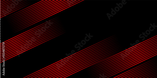 Black colour abstract background with red colour geometric glowing lines design background vector illustration.