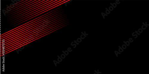Black colour abstract background with red colour geometric glowing lines design background vector illustration.
