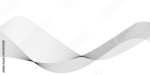 Thin wavy curve line vector background. Curve wave seamless pattern background. Black and grey wave curve lines motion vector background.