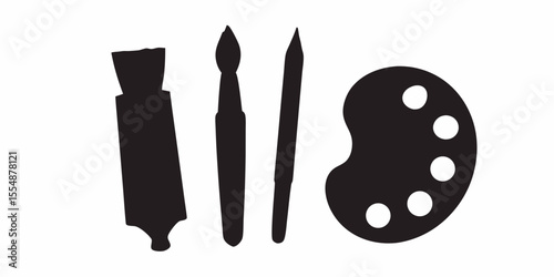 Art supplies painting tools vector graphic for creative design projects and artistic illustrations online silhouette